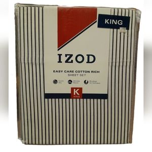 New Izod King size sheet set BRADLEY BLUE STRIPE